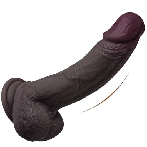 Image of Realistic Dildo - 6 Inch Liquid Silicone Dildo with Strong Suction Cup, Dual Density Black Dildo Sex Toy with Lifelike Veiny Texture & G-Spot Focused Design, Hands-Free Adult Toy for Women & Couples
