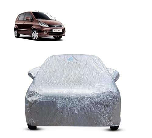 Image of Y3H 100% Waterproof Car Cover Compatible with Maruti Suzuki Zen Estilo Custom Fit Body Covers with Mirror Pockets | Color : Metalic Silver