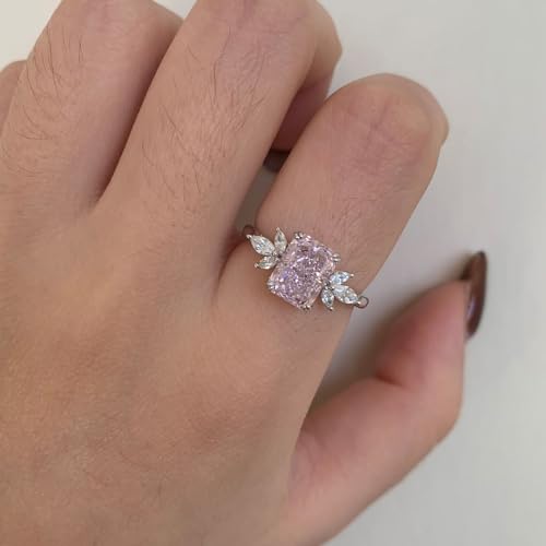 Birthstone Rings for Women 1.5ct Simulated Diamond Radiant Cut Cubic Zirconia Ring Sterling Silver Gemstone Birthstone Ring for Christmas Mothers Valentines Day Size 5-103