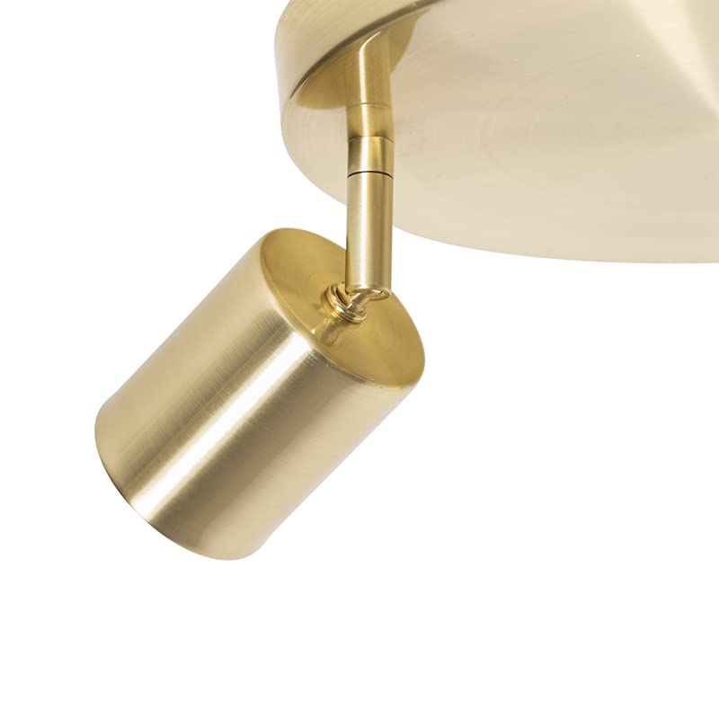 Qazqa Verstellbarer Deckenstrahler, Deckenspot - Java - Gold, max. 35W, Geeignet für LED, 25cm, Rund, 3-flammig, Ideal als Küche lampe und Wohnzimmerlampe