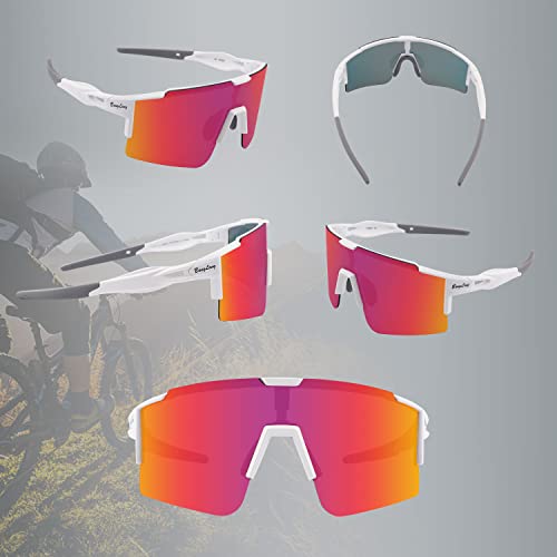 BangLong Polarisierte Sonnenbrille, Fahrradbrille Herren Damen UV 400 Schutz mit 3 Wechselgläser… – Ansicht 5