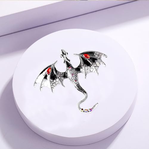 Image of Vintage Punk Dragon Animal Brooch - Domineering Flying Dragon Personality Clothing Accessories for Men and Women