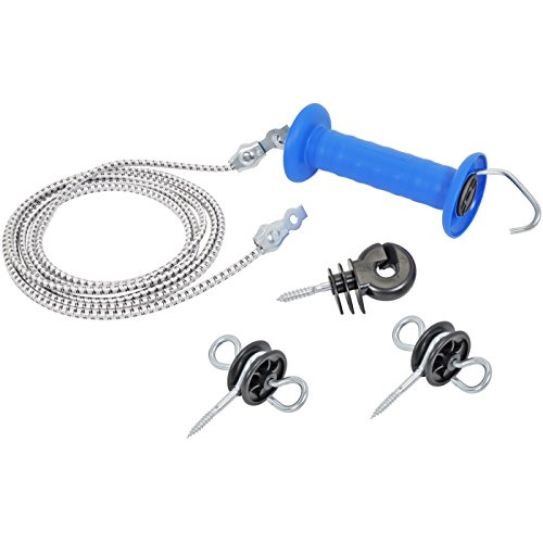 VOSS.farming Electric Fence Gate Handle Kit | Conductive Elastic Rope: 3.2–6.2m | incl. Ring Insulator | Ideal Gate System for Horses and Ponies