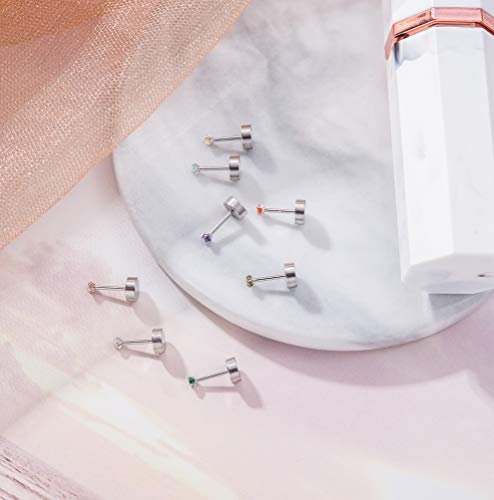 15 Pairs 20G 316L Stainless Steel CZ Stud Earrings for Women Men Cartilage Screwback Earring Set 2-6mm3