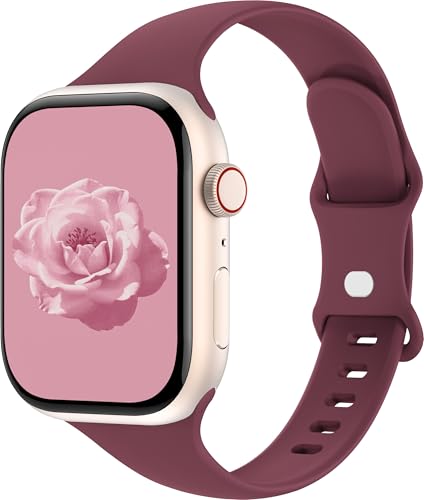 Image of Thin Silicone Band Compatible with Apple Watch 41mm 38mm 40mm 46mm 45mm 42mm 44mm, Slim Narrow Replacement Sport Strap Wristband for iWatch Series 11 10 9 8 7 6 5 4 SE Ultra 3 2 1 Women Men