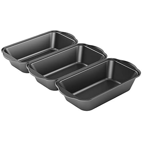 Tiawudi 3 Pack Nonstick Carbon Steel Baking Bread Pan, Large Loaf Pan, 9 1/2" x 5" Cover