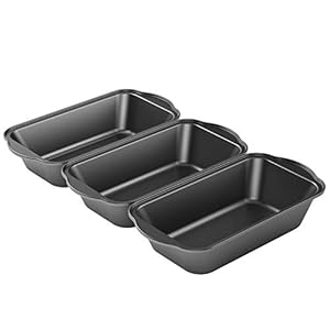 Tiawudi 3 Pack Nonstick Carbon Steel Baking Bread Pan, Large Loaf Pan, 9 1/2″ x 5″