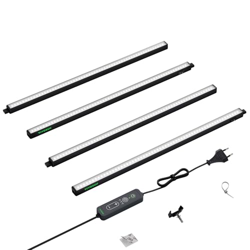 VIVOSUN T5 LED Pflanzenlampe 60 cm 5000K Vollspektrum Grow Lampe 60W (4x15W) Grow Light mit Timer & Dimmer für Growzelt Anzucht Hydroponik & Indoor Pflanzen SGS kompatibel 4er Set