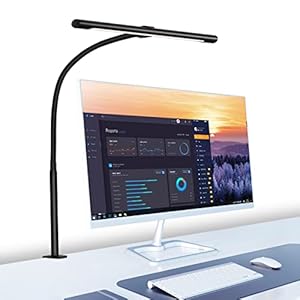 Lampe de Bureau Eyocean 12W Lampe d’Architecte, lampe de travail avec Pince, LED Protection des Yeux, Atténuation et Température de Couleur Réglable, Fonction de Mémoire et de Chronométrage