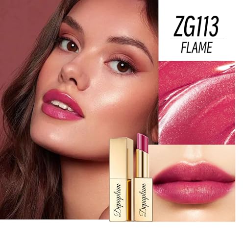 Image of Depuplum Purple Red Lipstick Moisturizing for Women Shimmer Tinted Lip Balm Hydrate Nourish Mauve Lip Gloss Cruelty Free Lip Makeup, ZG113 Flame