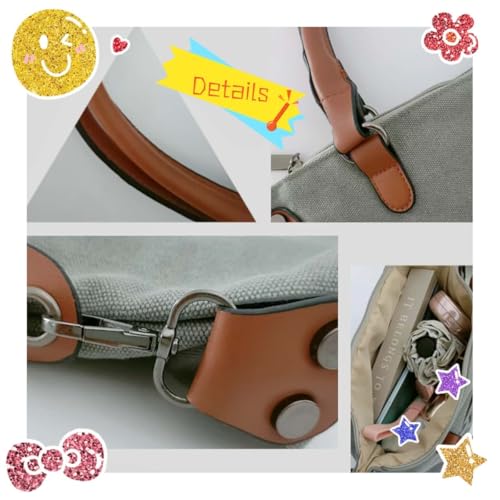 ARREBOL Women Vintage Paris Lightweight Canvas Tote Crossbody Bag with Zipper for Work4