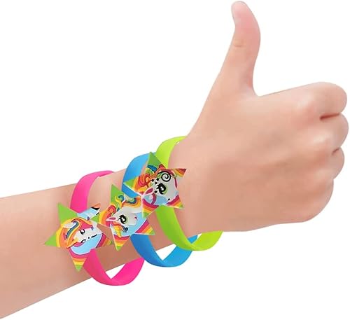 Miniatura 5 de ArtCreativity Pulseras de goma de unicornio, juego de 12, coloridas pulseras de goma elásticas para niños y niñas, divertidos recuerdos de fiesta de
