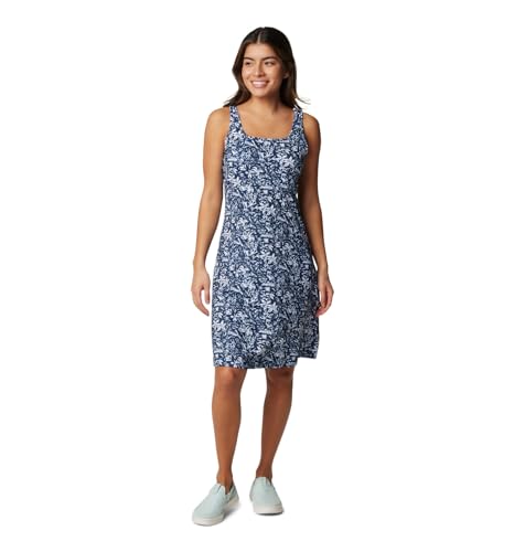 Columbia Vestido Freezer III para Mujer, protección Solar UV, Tejido Que Absorbe la Humedad, Estampado Collegiate Navy Kona, Talla M, Azul Marino, Mediano