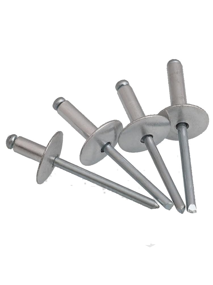 Blindnieten aus Aluminium mit großer Kappe und offenem Ende, Blindnieten, Zugkappennieten, Blindnieten mit geteiltem Flachrundkopf, 20 mm, schwarz, M5 (60 Stück)