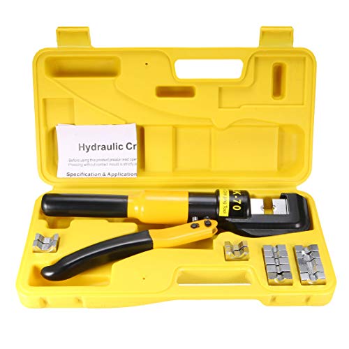 Sourcingmap 6 Ton Hydraulic Wire Cable Lug Terminal Crimpers Crimping Tool 8 Dies YQK-70, Yellow, 6 Ton with 8 Dies,YQK-70