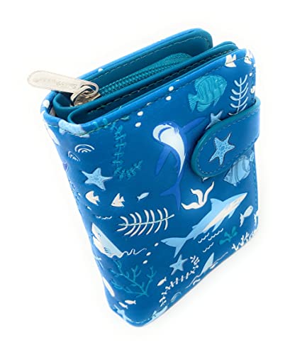 Shag Wear Shark Pattern Wallet for Women and Teen Girls Vegan Faux Leather Small 4.5