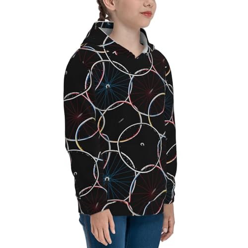 Bicycle Wheels Pattern Kids Pullover Hoodies Boys Sweatshirts Girls Athletic Clothes with Pocket3