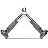 FITNESS MANIAC Home Gym Weightlifting Machine Attachments Tricep Press Push Down Bar V Handle Close Grip Cable V bar Rubber Handgrips