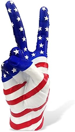 shinesorc Polyresin Hand Gesture Desk Sculpture Shelf Decor Accents Peace American Flag Finger Statue for Living Room Ring Holder Adornos para Sala Gifts for Friends and Family (American Flag)