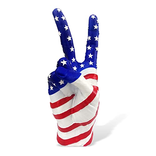 Shinesorc Polyresin Hand Gesture Desk Sculpture Shelf Decor Accents Peace American Flag Finger Statue For Living Room Ring Holder Adornos Para Sala Gifts For Friends And Family (American Flag) #TOP3