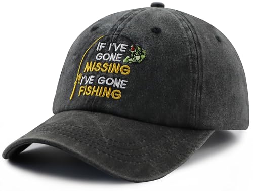 Image of If I've Gone Missing I've Gone Fishing Hat for Men Women, Funny Adjustable Embroidered Fishing Lovers Baseball Cap