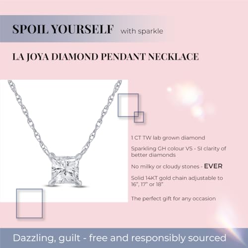1/2-2 Carat Lab Grown Diamond Necklace for Women | Certified GH VS/SI Diamond | 10K White Gold | Multiple Shapes to Choose From3