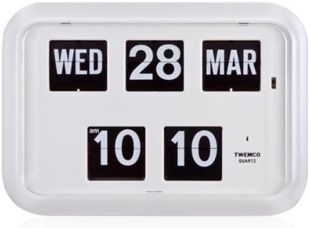 Twemco Homeloo German Quartz Retro Modern Calendar Wall Flip Clock QD 35 (White)