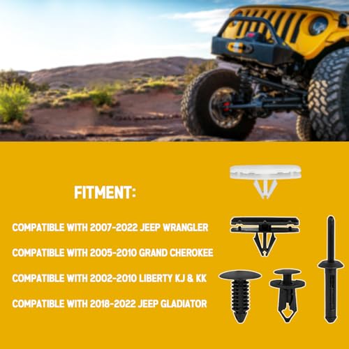 image for 5 in 1 Wrangler Grille Fastener Retainer Clips, Xislet Push-Type Plast