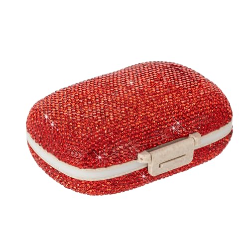 Image of Cute Pill Organizer Small Bling Pill Case for Purse Medicine Vitamin Container Holder Daily Pill Box Container for Women Travel Medicine Kit(Red)