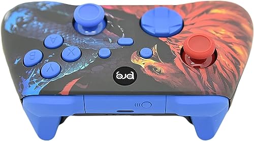 Image of Hand Airbrushed Fade Custom Controller Compatible with Xbox Series X /S & Xbox One (Series X /S Bird V Snake W /Blue Inserts)