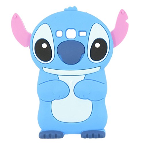 Galaxy On5 Case,Galaxy On5 silicone Skin,G550 Cartoon Skin,WGOOD 3D Alien Dog Blue Soft Silicon Rubber Protection Skin Case Cover for Samsung Galaxy On5 G550