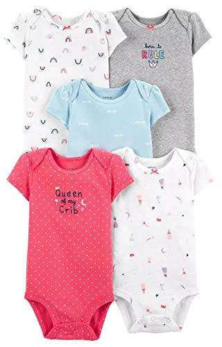Carter's Baby Girls 5 Pack Bodysuit Set, Princess, Newborn