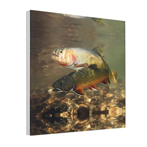 JaoXer Cuadro decorativo en lienzo de 30,5 x 30,5 cm, diseño abstracto y realista de pesca con mosca, para sala de estar, dormitorio, oficina
