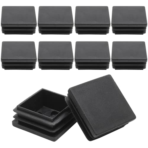 Image of Kemactui 12 PCS Square Tubing End Caps Plastic Plugs, 1 1 /2 Inch Black Hole Plugs Square Plug, Chair Glides Protection for Chair Table Stool Leg