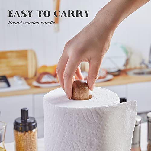 Paper Towel Holder Countertop, Bivvclaz Acacia Wood Paper Towel Holder Stand With Arm And Non Slip Weighted Base, Kitchen Paper Towel Roll Dispenser For Standard & Jumbo Sized Paper Towels #TOP4