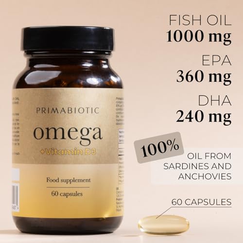 Omega 3 + Vitamin D3 – Primabiotic Omega-3 Fish Oil 1000 mg with Vitamin D3 (2000 IU) | High-Strength, Pure & Premium Supplement | 60 Capsules | Supports Heart, Brain & Immune System - Image 4