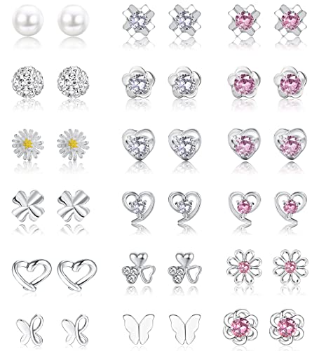 Pendientes de Plata de Ley 925 auténtica con circonitas y perlas finas de alta durabilidad