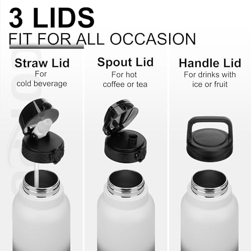 GOPPUS 750ml/26oz Stainless Water Bottle with Straw Double Wall Insulated Bottles with Strap Reusable Vacuum Thermal Flask Leakproof Keep Cold Drinks Bottles with Flip Top Lid for Men Women BPA Free - Image 3