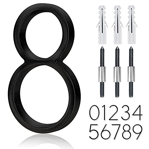 5" Stainless Steel Floating House Number, Metal Modern House Numbers, Mailbox Decor Number with Nail Kit, Coated Black, 911 Visibility Signage (8)