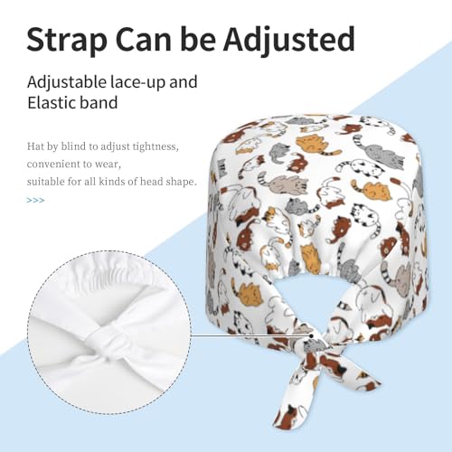 Image of Adjustable Working Cap Breathable Unisex Women Men Elastic Bandage Tie Back Hats Scrub Nursing Doctor Surgeon Cap