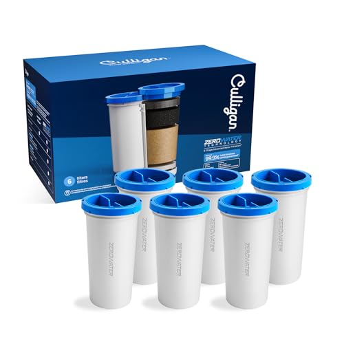 Culligan with ZeroWater Technology Replacement Filter 6-Pack, 5-Stage Advanced Water Filter – IAPMO Certified to Reduce Lead, Total PFAS (Forever Chemicals), Mercury, Fluoride, and Chlorine