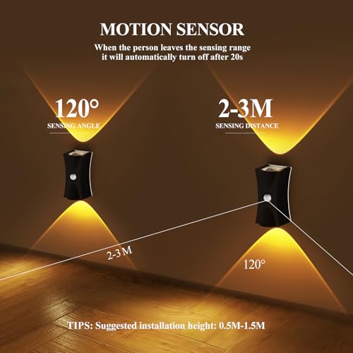 Iluminación de pared LED regulable en madera oscura con sensor automático pack de 2 2