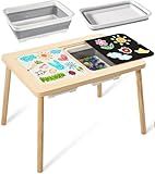 CKIKH 5 in 1 Children's Sensory Table Multifunction Play Sand Table Indoor Art Table Drawing Desk with 2 Storage Bin & Lid