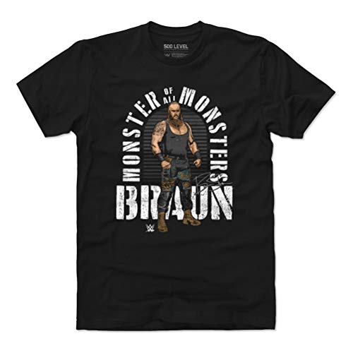 500 LEVEL Braun Strowman WWE Shirt (Cotton, Small, Black) - Braun Strowman Monster of All Monsters WHT