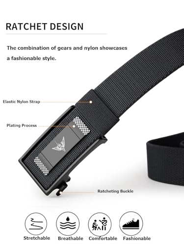 VANNANBA Ratchet Web Belt Men, Invisible Stretch Nylon Golf Adjustable Work Men's Belt with Casual Pants2