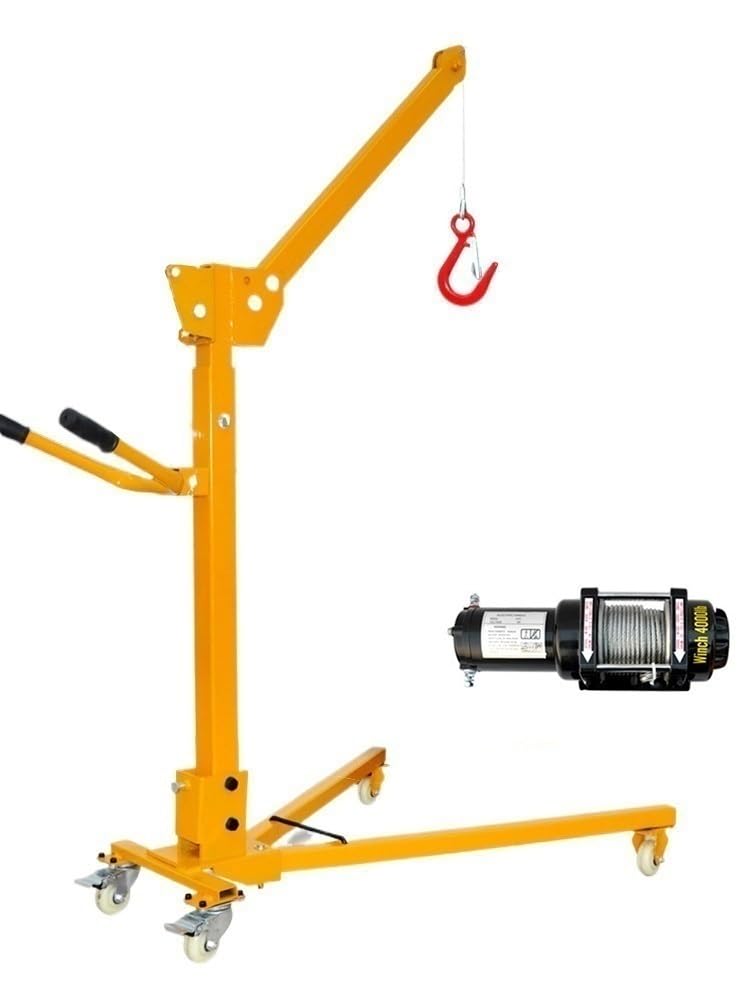 Mini gru portatile, sollevatore elettrico pieghevole a manovella, capacità di 500 kg, per sollevamento su veicoli domestici