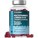 Omega 3 6 9 Vegano | 60 Caramelle Gommose per 1 Mese | Integratore Multivitaminico con Vitamina C, A, B, D, Biotina e Zinco | Multivitamine e Omega 3-6-9 ad Alto Dosaggio | di Horbaach