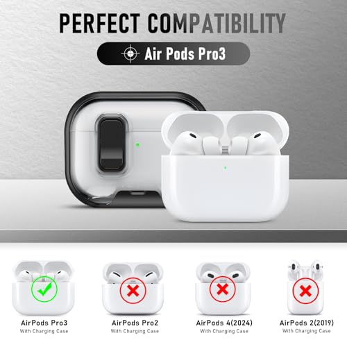 Image of for AirPods Pro 3 Case (2025) with Phone Stand & Cleaner Kit, Cute Soft Silicone Cover for AirPods Pro 3rd Genera case with Keychain for Women Men with Keychain for Airpod Pro case(2025)-Black
