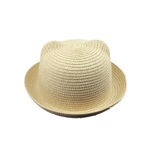 Boys Cap Girls Sun Hat Summer Children Panama Sun Hat Children Ear Decoration Sun Hat Solid Kid Floppy Panama Hat(Color2)