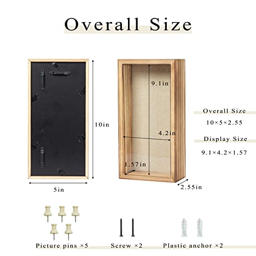 Image of Shadow Box Frame 5x10 Shadow Box Display Case with Linen Back of Awards Memorabilia Flower, Pictures, Keepsakes、Bouquet、Medals and More Photos Memory Box Long Skinny